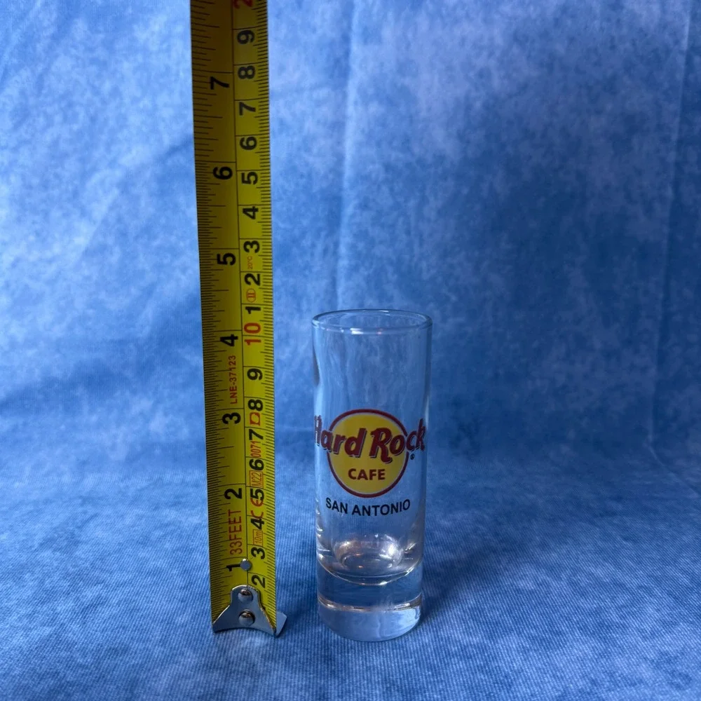 Hard Rock Cafe San Antonio Shot Glass Tall Shooter Souvenir Clear Glass Logo 4in